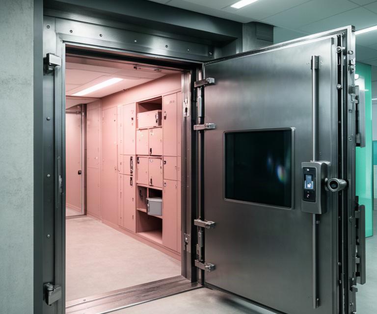 Class V bank vault door interior with biometric control hardware in Singapore